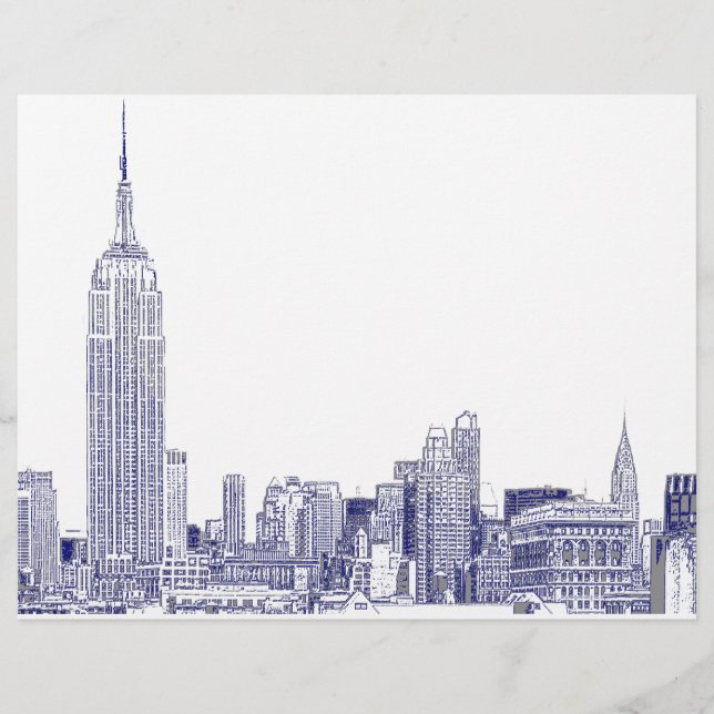 NYC Skyline Etched 01 Blue (Vorderseite)