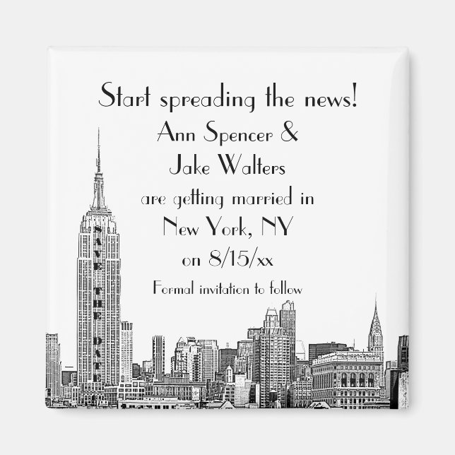 NYC Skyline Etched 01 Save the Date Magnet (Vorne)