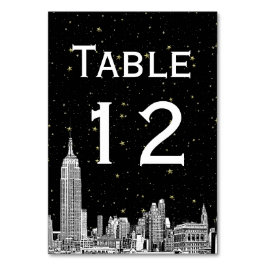 NYC Skyline Etched Starry DIY BG SQ Tischnummer