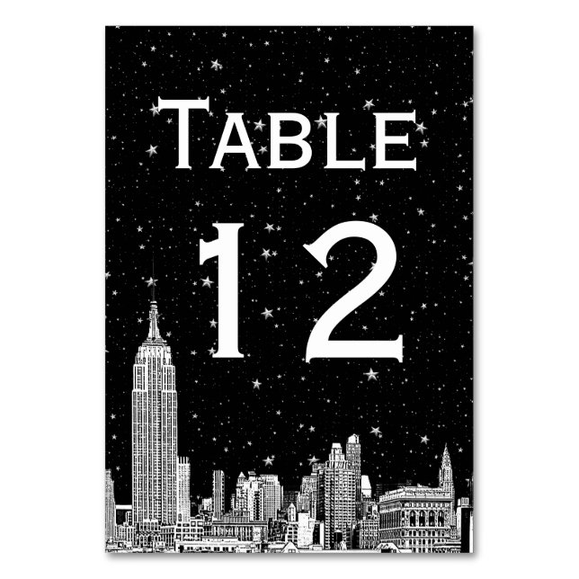 NYC Skyline Etched Starry DIY BG Tischnummer (Rückseite)