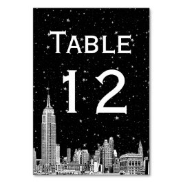 NYC Skyline Etched Starry DIY BG Tischnummer