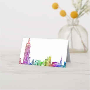 NYC Skyline Etted Look Rainbow Escort Cartes