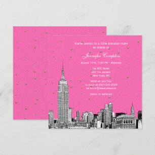 NYC-Skyline geätzt Sterne DIY-Hintergrund Farbe qu Einladung