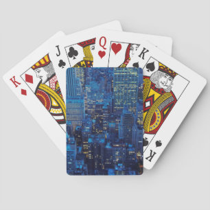 NYC Skyline, Hochwinkel bei Dämmerung Spielkarten