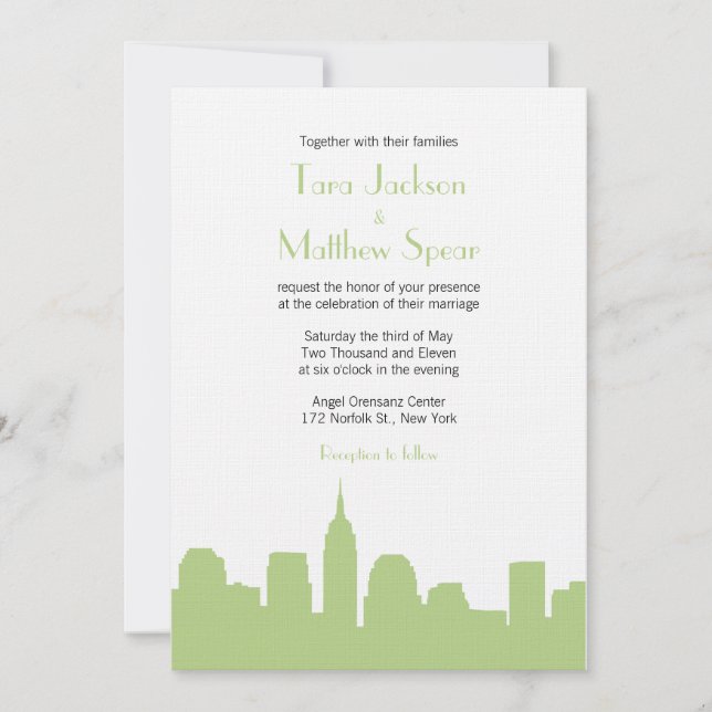 NYC Skyline Hochzeitseinladung Einladung (Vorderseite)