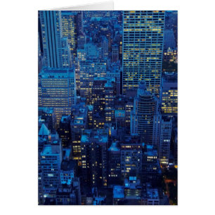 NYC Skyline, hohe Winkelsicht an der Dämmerung