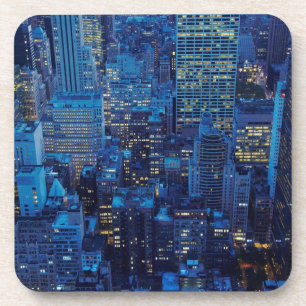 NYC Skyline, hohe Winkelsicht an der Dämmerung Getränkeuntersetzer