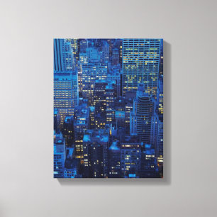 NYC Skyline, hohe Winkelsicht an der Dämmerung Leinwanddruck