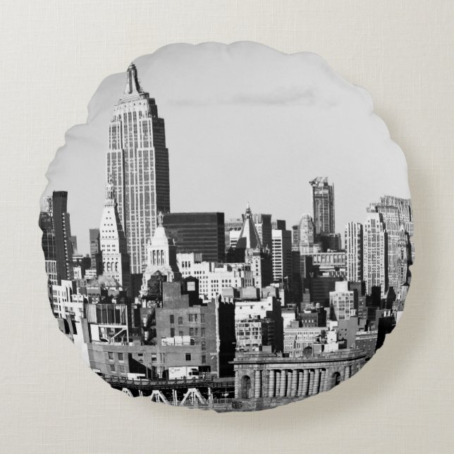 NYC Skyline II Rundes Kissen (Vorderseite)
