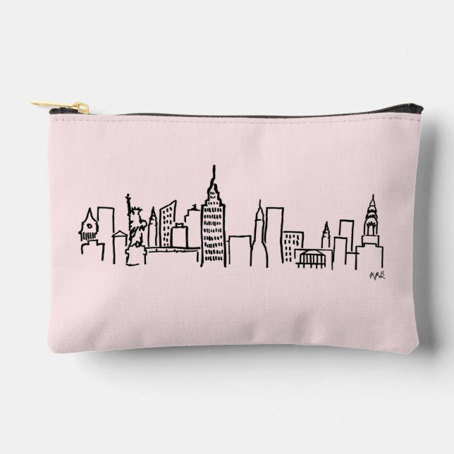 NYC Skyline Illustration Makeup Bag Zubehörtasche (Vorderseite)