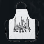 NYC Skyline Illustration with Statue of Liberty Schürze<br><div class="desc">”New York City Skyline Line Art – NYC Landmarks Illustration, Statue of Liberty, Empire State Building, Minimalist Travel Design“ Celebrate the timeless beauty of New York City with this clean and modern skyline line art design. Featuring iconic landmarks including the Statue of Liberty, Empire State Building, Chrysler Building, and One...</div>