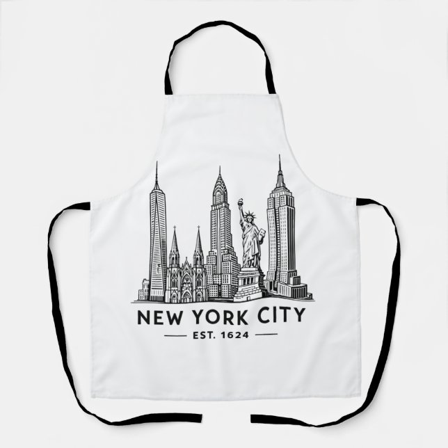 NYC Skyline Illustration with Statue of Liberty Schürze (Vorderseite)