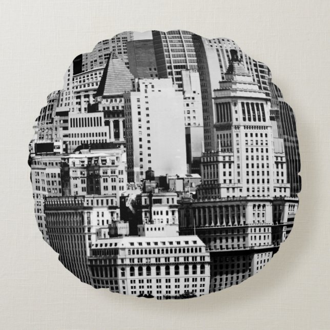 NYC Skyline IX Rundes Kissen (Vorderseite)