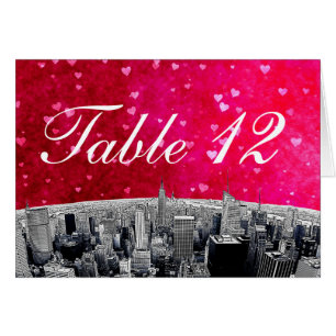 NYC Skyline no 2 Rose Red Heart Numéro de table