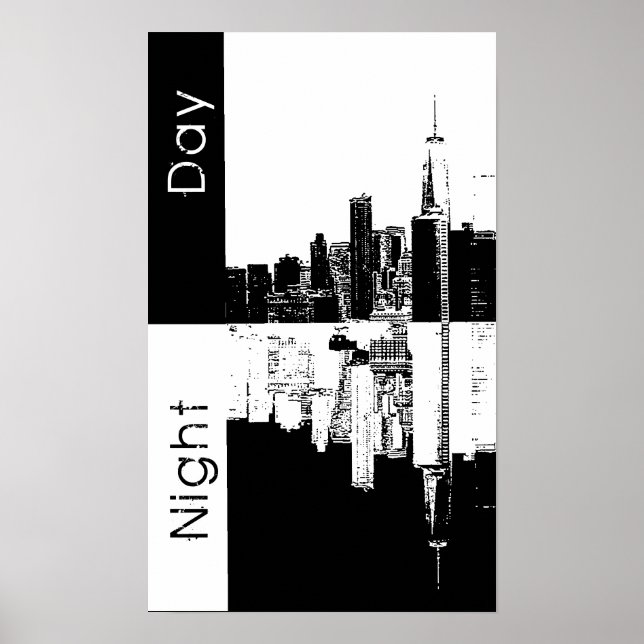 NYC skyline old Vintag Foto schwarz-weiß Poster (Vorne)
