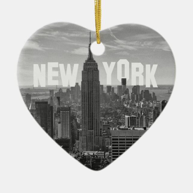 NYC Skyline-Reich-Staats-Gebäude, WTC BW 2C Keramik Ornament (Vorne)