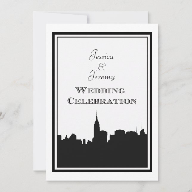 NYC Skyline Silhouette #2 DIY Wedding Invite Einladung (Vorderseite)