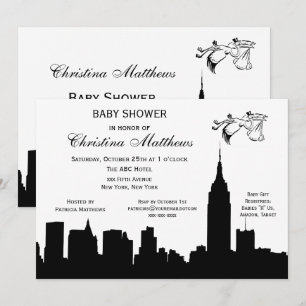 NYC-Skyline-Silhouette-Baby-Shower-Storch Einladung