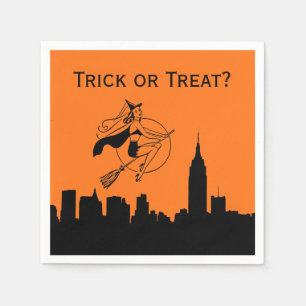 NYC Skyline Silhouette Halloween Cheeky Hexe Serviette