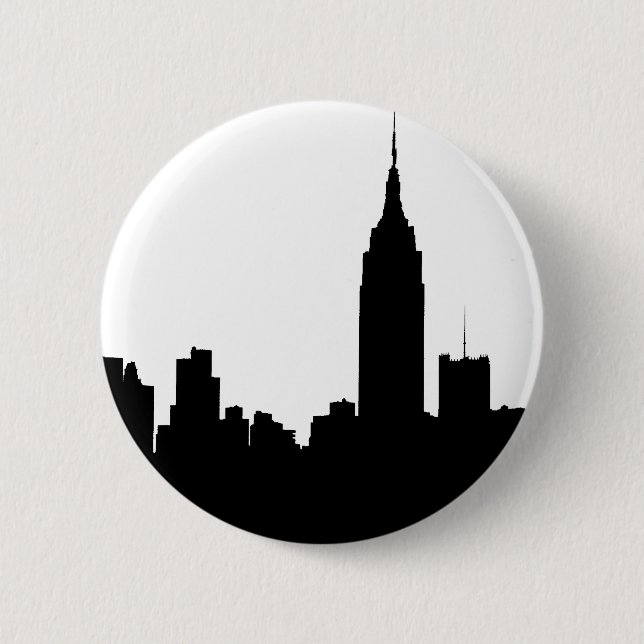 NYC Skyline-Silhouette, Reich-Staat Gbd #1 Button (Vorderseite)
