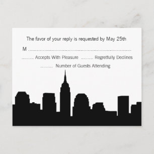 NYC Skyline UAWG Postcard - Schwarz Einladungspostkarte