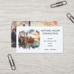 NYC Skyline Watercolor Consulting Visitenkarte