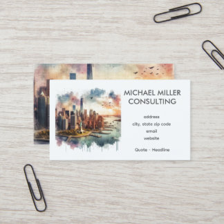 NYC Skyline Watercolor Consulting Visitenkarte