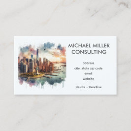 NYC Skyline Watercolor Consulting Visitenkarte