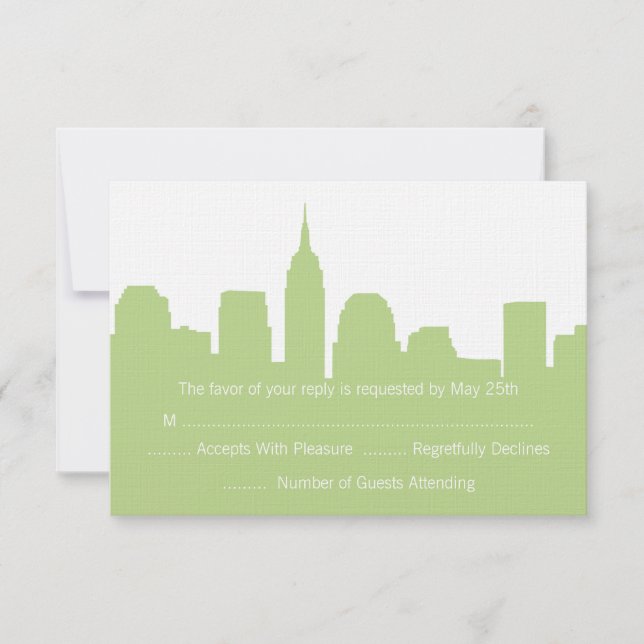 NYC Skyline Wedding RSVP Cards Karte (Vorderseite)