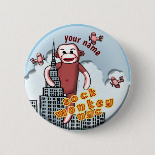 NYC Sock Monkey Button