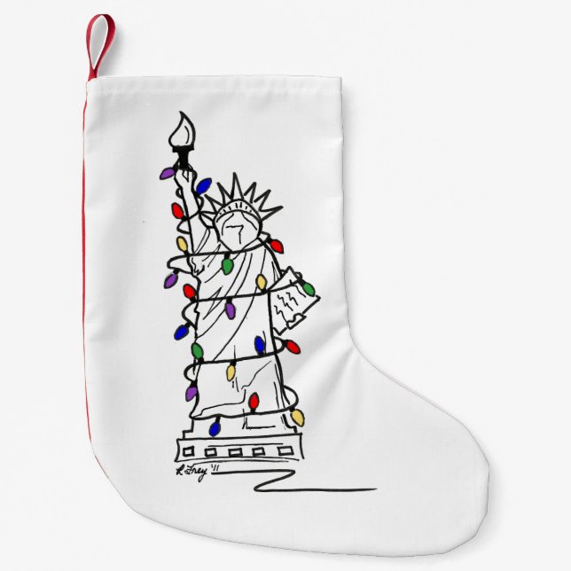 NYC Statue Lady Liberty Weihnachtsbeleuchtung Kleiner Weihnachtsstrumpf (Vorderseite)