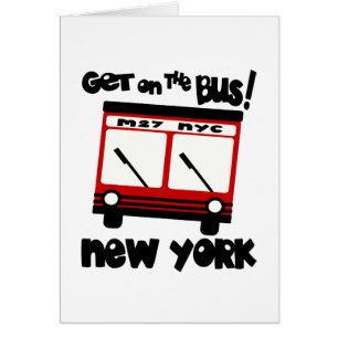 NYC, steigen in den Bus mit rotem hybridem Bus ein
