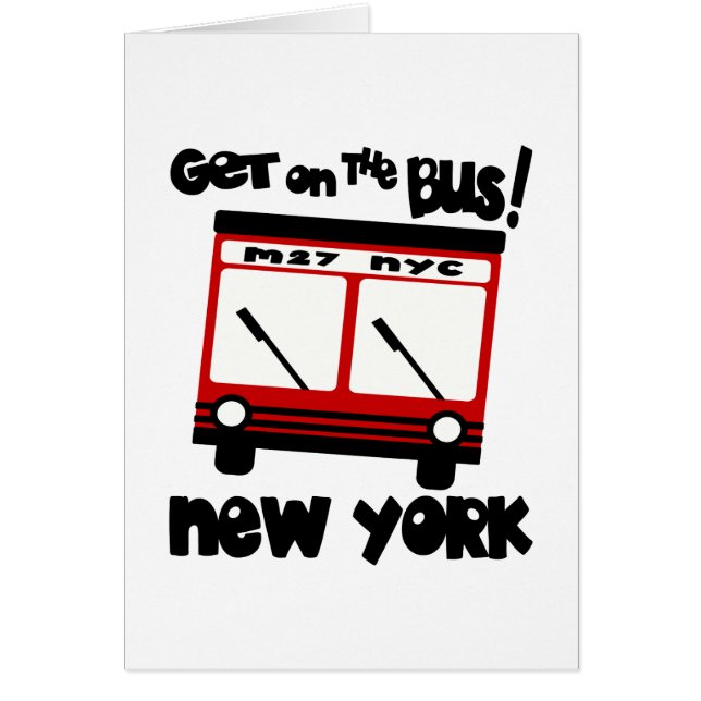 NYC, steigen in den Bus mit rotem hybridem Bus ein (Vorne)