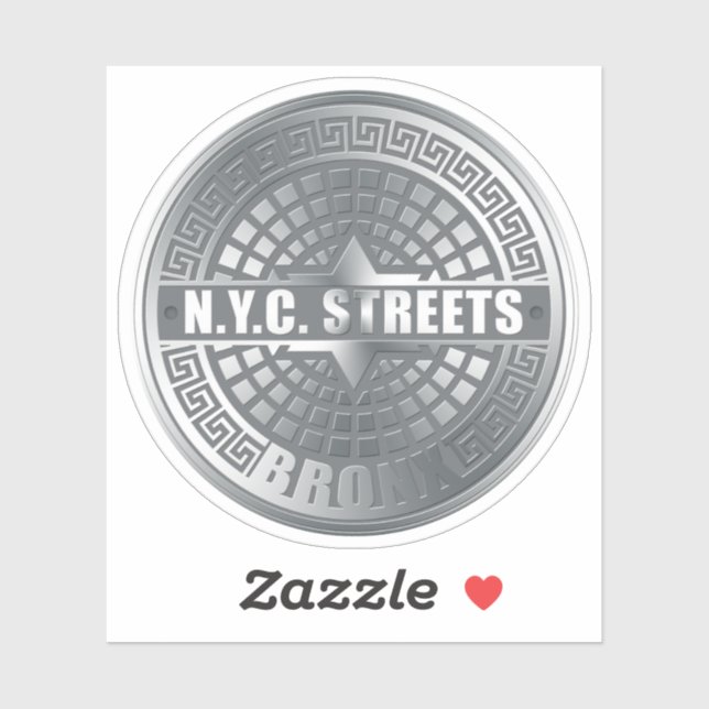 NYC Streets Bronx Manhole Cover Aufkleber (Blatt)