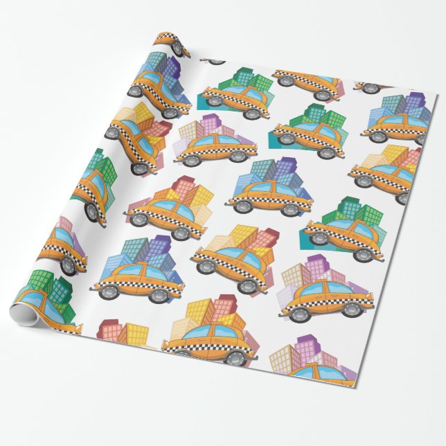 NYC Taxi Cab Muster Geschenkpapier (Ungerollt)