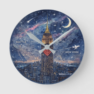 NYC to Seattle Wall Clock Runde Wanduhr