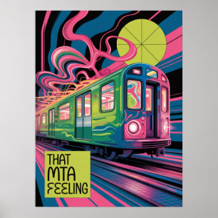 NYC-U-Bahn-Transit-Psychedelic-MTA-Zug-Kunststil Poster