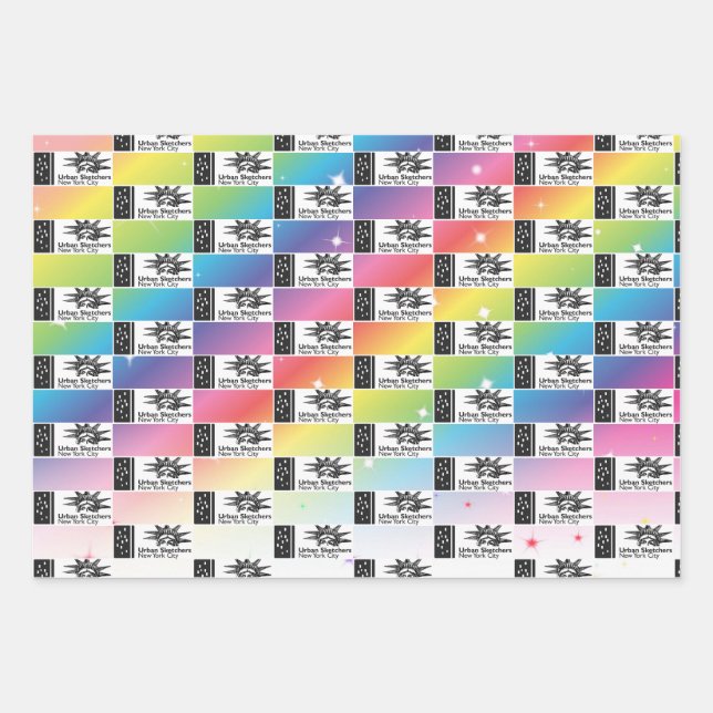 NYC Urban Sketchers Wrapping Paper Geschenkpapier Set (Vorderseite 3)
