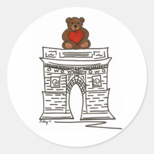 NYC Valentine Washington Square Arch Teddy Bear Runder Aufkleber