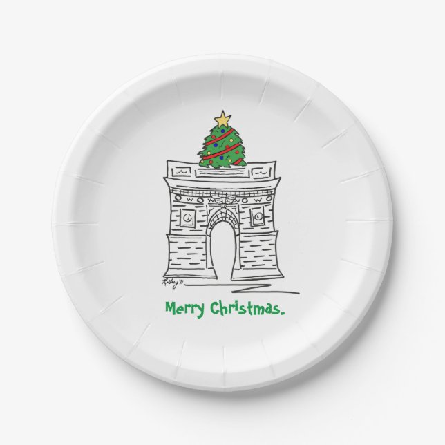 NYC Washington Square Christmas Tree New York Pappteller (Vorderseite)