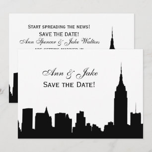 NYC Weite Silhouette DIY BG Farbe Save the Date Wh Einladung