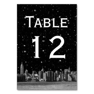 NYC Weite Skyline-Ätzung Sternen-DIY-Hintergrund T Tischnummer