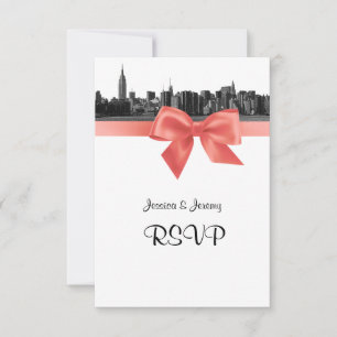 NYC Weite Skyline Geätzt BW Coral RSVP #2 Karte