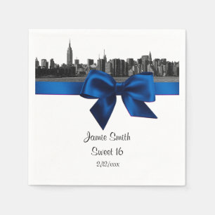 NYC Weite Skyline Geätzt BW Königlich Blau Sweet S Serviette