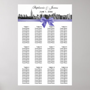 NYC Weite Skyline Geätzt SW Lavendel-Bogen Sitzpla Poster