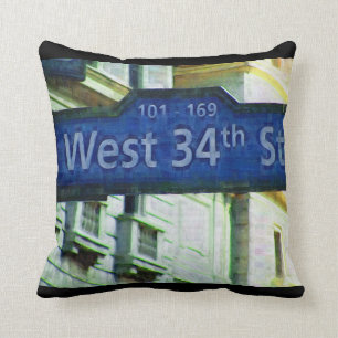 NYC West 34th Street Sign Kissen