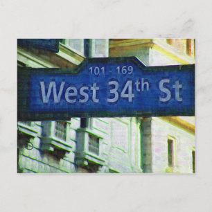 NYC West 34th Street Sign Postkarte