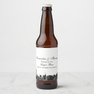 NYC Wide Skyline Etched BW-Bierflasche-Etikett Bierflaschenetikett