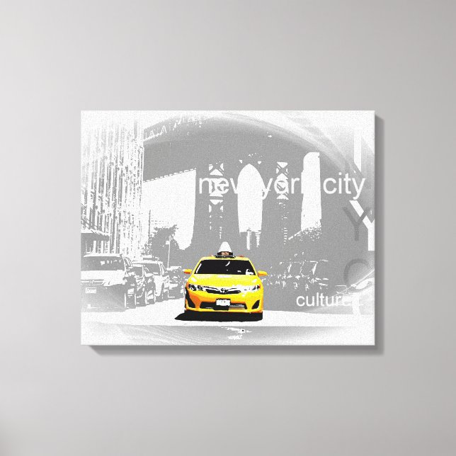 Nyc Yellow Taxi Brooklyn Bridge Pop Leinwanddruck (Vorderseite)