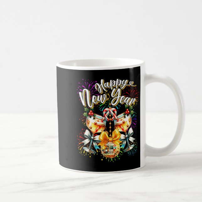 Nye Champagne Disco Coquette Bow New Year Firework Kaffeetasse (Rechts)